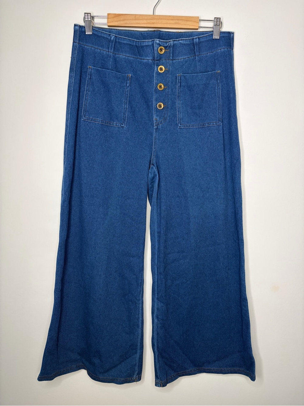 High-Waist Wide-Leg Women's Jeans in Deep Blue